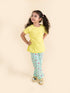 Girls Yellow Sea Green Pure Cotton 3-Piece Night Suit (NW-Cupcakes)