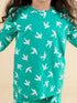 Pspeaches Girls Green White Bird Printed Night Suit (NW-GREEN BIRD)