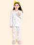 Girls White & Pink Printed Night suit (NW-White Floral)