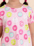 Girls Pink & Yellow Printed Cotton Night suit (NW-Multidonut)