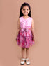 Girls Pink Purple Printed Top With Skirt (sk-multirose)