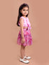 Girls Pink Purple Printed Top With Skirt (sk-multirose)