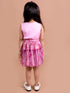 Girls Pink Purple Printed Top With Skirt (sk-multirose)