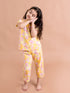 Girls Yellow & Pink Floral Printed Cotton Night suit (NW-Yellowfloral)