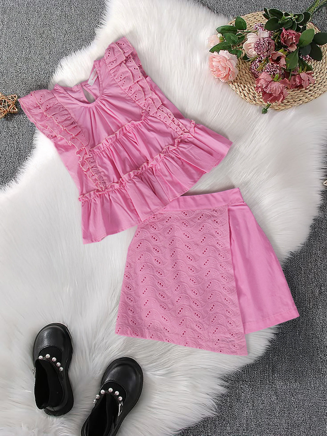 Pspeaches 2-Piece Purple Cotton Top & Short Set (T25005102)