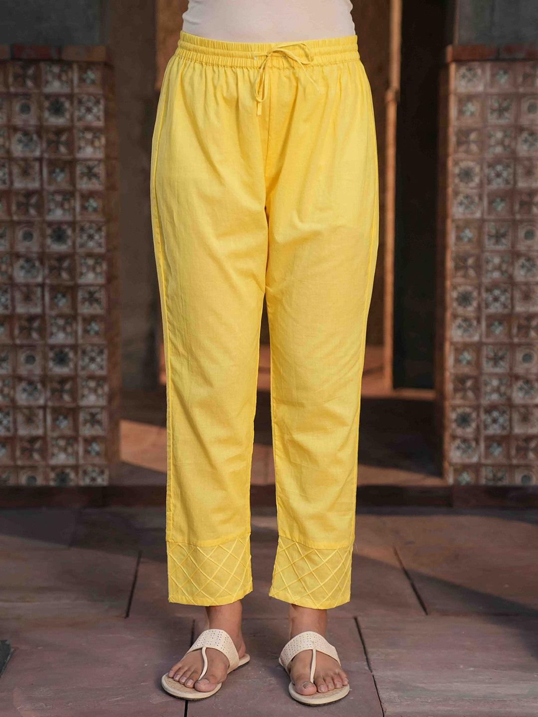 Sunshine Yellow Floral Pintuck Kurta Set