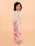 Pspeaches Kids-Boys Pink Floral Printed Pure Cotton Kurta With Trousers And Nehru Jacket (KP-PINK ELEPHANT)