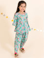 Girls Blue Floral Embroidered Angrakha Gotta Patti Pure Cotton Top with Dhoti Pants (Dh-bluebooti)
