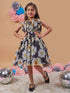 Girl's Floral Printed Fit Flare Dress Effortlessly Trendy Stylish for Every Occasion Black Color (d-blackdaisy)