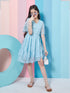 Girl's V-Neck Lace Fit Flare Dress Blue Color Effortlessly Perfect for Every Occasion (d-bluelace)