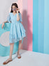 Girl's V-Neck Lace Fit Flare Dress Blue Color Effortlessly Perfect for Every Occasion (d-bluelace)