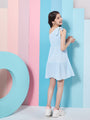 Chic Girl's One Shoulder Striped Crepe Fit & Flare Dress Trendy Comfortable and Perfect for Everyday Wear (d-blueshoulder)