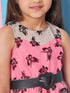 Girl's Floral Printed Fit Flare Dress Pink Color Exclusive Design High-Quality Fabric (d-butterflybelt)