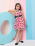 Girl's Floral Printed Fit Flare Dress Pink Color Exclusive Design High-Quality Fabric (d-butterflybelt)