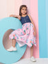 Girl's Shoulder Straps Floral Print Denim A-Line Midi Blue Dress Effortlessly Stylish for Trendy Teens (d-denimlilac)