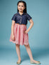 Girls Laced Floral Denim Shirt Dress (d-denimpink)