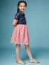 Girls Laced Floral Denim Shirt Dress (d-denimpink)