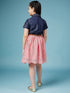 Girls Laced Floral Denim Shirt Dress (d-denimpink)