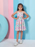 Girl's Floral Print Shoulder Strap Georgette Fit & Flare Dress Stylish Comfortable and Perfect for Everyday Wear (d-floraljack)