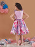 Girl's Floral Print Round Neck Sleeveless A-Line Purple Dress Effortlessly Stylish Perfect for Everyday wear (d-floralorganza)