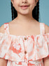 Girls Floral Puff Sleeve Dress (d-flowerpeach)