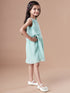 Girls Round Neck Georgette Green solid fit & flare Sleeveless Casual dress (d-geopleat)