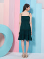 Chic Girl's Self-Design Shoulder Strap Georgette Fit & Flare Green Dress Perfect for Every Stylish Occasion (d-greendobby)