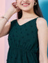 Chic Girl's Self-Design Shoulder Strap Georgette Fit & Flare Green Dress Perfect for Every Stylish Occasion (d-greendobby)