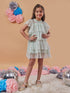 Girl's Embellished Casual Wear Flutter Sleeve Layered Net A-Line Dress Effortlessly Stylish and Elegant Green Color (d-greenhearts)