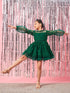 Girls Self Design Gathered Lace Fit & Flare Dress (d-greenlace)