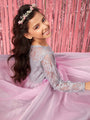 Girls Grey and pink embellished Sequinned Fit & Flare Round neck regular sleeves Maxi length Casual Dress (d-greygown)