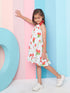 Adorable Girl's Floral Printed Halter Neck Cotton A-Line Dress Blue Color Stylish & Comfortable Summer Fashion (d-haulterrose)
