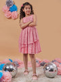 Chic Girl's Self-Design Round Neck A-Line Dress Orange Color Effortless Style for Trendy Teens (d-lacenude)