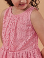 Chic Girl's Self-Design Round Neck A-Line Dress Orange Color Effortless Style for Trendy Teens (d-lacenude)
