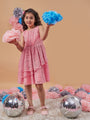 Chic Girl's Self-Design Round Neck A-Line Dress Orange Color Effortless Style for Trendy Teens (d-lacenude)