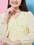 Stylish Self-Design Puff Sleeve Georgette Fit & Flare Yellow Dress Perfect for Any Occasion (d-lemonbubble)