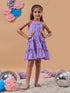 Girl's Floral Printed Halter Neck Chiffon A-Line Dress Purple Color Stylish Perfect for Everyday Wear (d-lilacbutterfly)