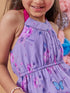 Girl's Floral Printed Halter Neck Chiffon A-Line Dress Purple Color Stylish Perfect for Everyday Wear (d-lilacbutterfly)