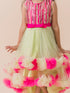 Lime Green & Pink Embellished Net Maxi Dress (d-limeruffle)