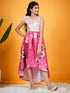 Girls Floral Printed Ruffled & Sheen Satin Fit & Flare Dress (d-magsatin)