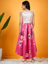 Girls Floral Printed Ruffled & Sheen Satin Fit & Flare Dress (d-magsatin)