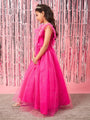 Girls Embellished Sequinned Fit & Flare Maxi Dress (d-magsparkle)