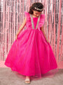 Girls Embellished Sequinned Fit & Flare Maxi Dress (d-magsparkle)