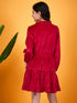 Girls Tie-Up Neck Puff Sleeves Gathered Velvet Fit & Flare Dress (d-magvelvet)