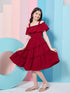 Girl's Shoulder Straps Cold-Shoulder Fit Flare Dress Purple Color Effortlessly Trendy Style for Any Occasion (d-maroon)