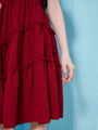 Girl's Shoulder Straps Cold-Shoulder Fit Flare Dress Purple Color Effortlessly Trendy Style for Any Occasion (d-maroon)