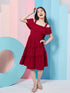 Girl's Shoulder Straps Cold-Shoulder Fit Flare Dress Purple Color Effortlessly Trendy Style for Any Occasion (d-maroon)