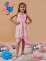 Girl's Tie Dye Shoulder Straps Wrap Dress Casual Wear Trendy & Chic (d-multigeo)