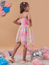 Girl's Tie Dye Shoulder Straps Wrap Dress Casual Wear Trendy & Chic (d-multigeo)