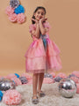 Girl's Square Neck Short Puff Sleeves Fit Flare Dress Casual Wear New Stylish Trand (d-multiorganza)